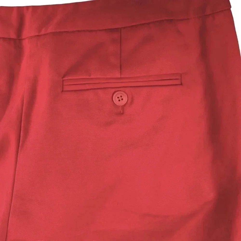 Chico's Red Cropped Chino Casual Pants Women Size L/14 Folded Cuff Straight Leg - Picture 9 of 16